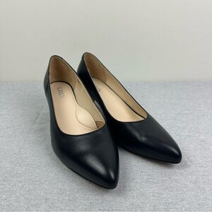 New! Calla Black Leather Ava Kitten Heel Pumps, 42